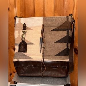 Ralph Lauren Navajo Aztec Leather Wool Bag